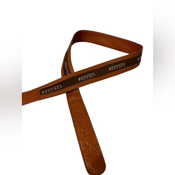 Vintage Ferrari Logo Brown Leather Belt Sz M - Picture 4 of 8